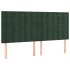 Cabecero con luces LED terciopelo verde oscuro 200x5x118/128