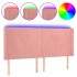 Cabecero con LED de terciopelo rosa 203x16x118/128