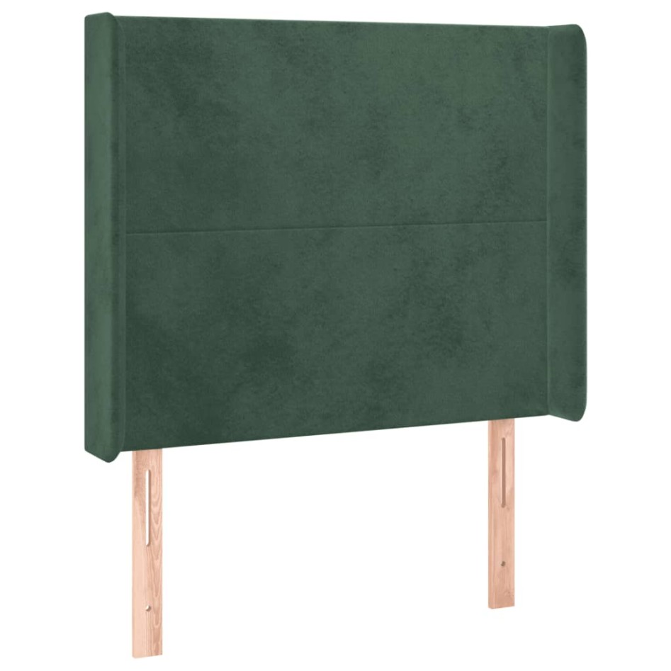 Cabecero con LED de terciopelo verde oscuro 93x16x118/128