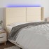 Cabecero con LED de tela color crema 203x16x118/128