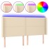Cabecero con LED de tela color crema 203x16x118/128
