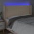 Cabecero con LED de tela color crema 183x16x118/128