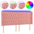 Cabecero con LED de terciopelo rosa 203x16x118/128