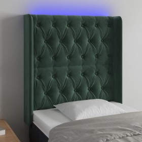 Cabecero con LED de terciopelo verde oscuro 83x16x118/128