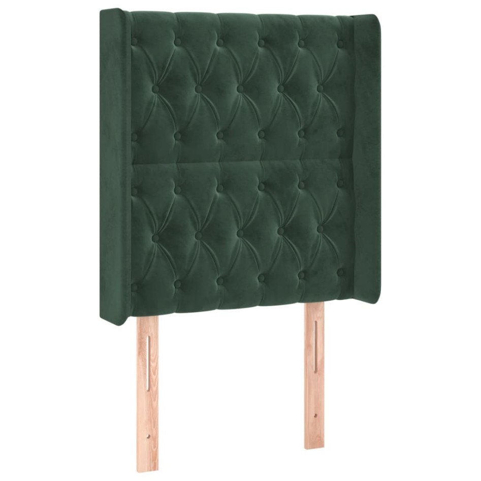 Cabecero con LED de terciopelo verde oscuro 83x16x118/128