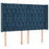 Cabecero con LED de terciopelo azul oscuro 147x16x118/128