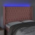 Cabecero con LED de terciopelo rosa 163x16x118/128
