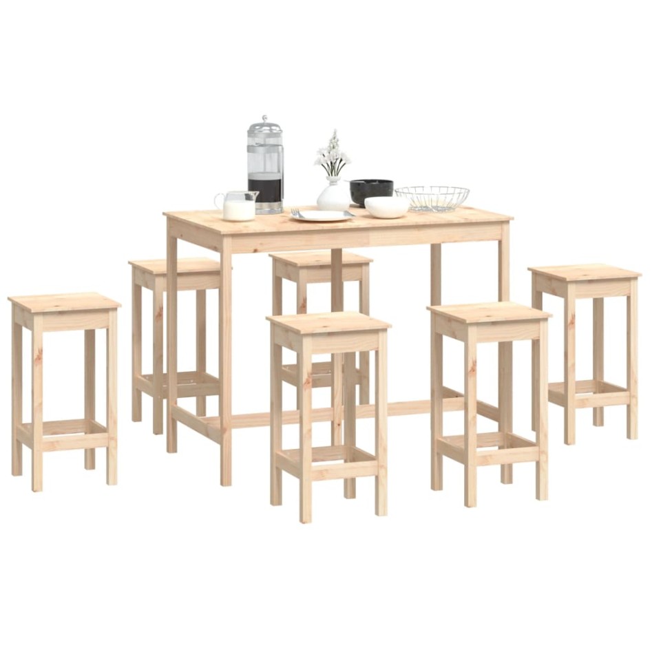 Set de bar 7 piezas madera maciza de