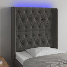 Cabecero con LED de terciopelo gris oscuro 83x16x118/128