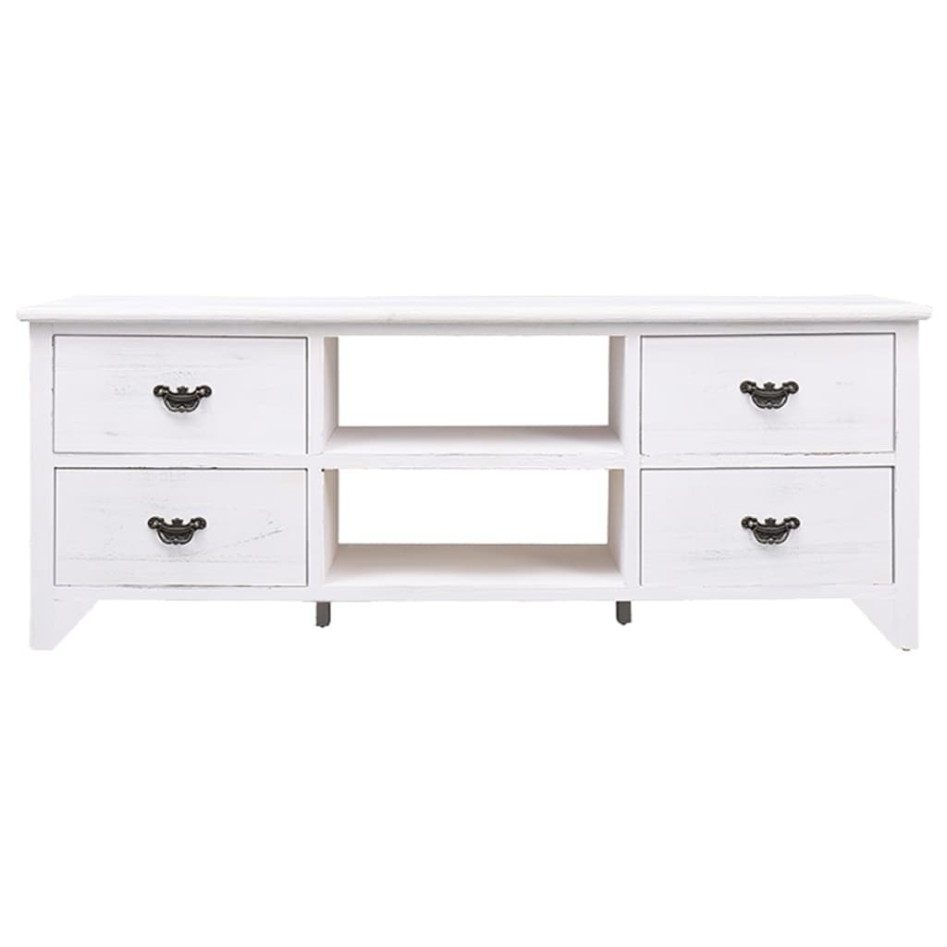 Mueble para TV antiguo madera de paulownia blanco 108x30x40