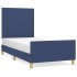 Estructura de cama sin colchón tela azul 90x200