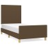 Estructura de cama sin colchón tela marrón oscuro 100x200