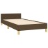 Estructura de cama sin colchón tela marrón oscuro 100x200