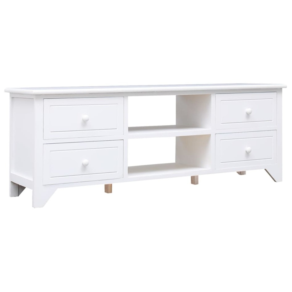 Mueble para TV madera maciza de paulownia blanco 108x30x40