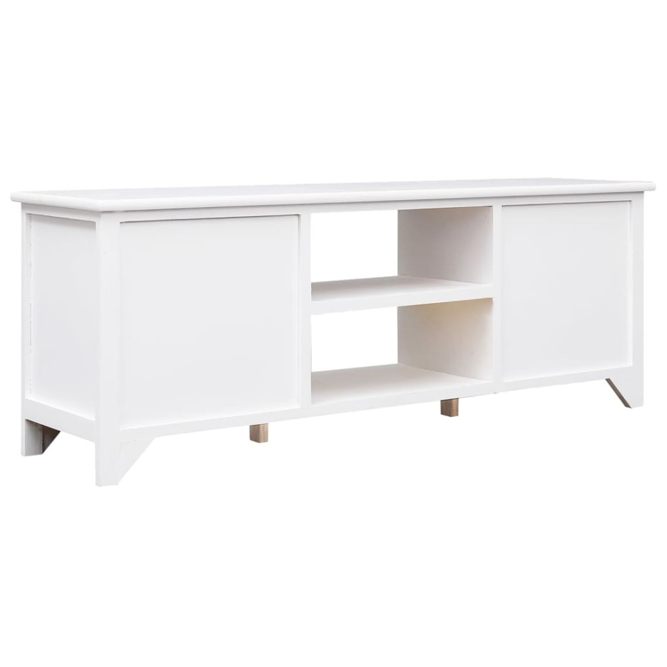 Mueble para TV madera maciza de paulownia blanco 108x30x40