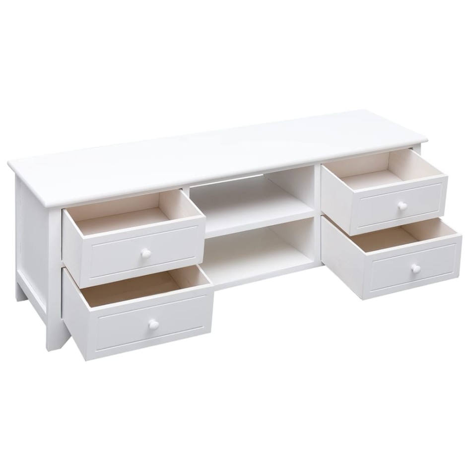 Mueble para TV madera maciza de paulownia blanco 108x30x40
