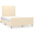 Estructura de cama sin colchón tela crema 120x200