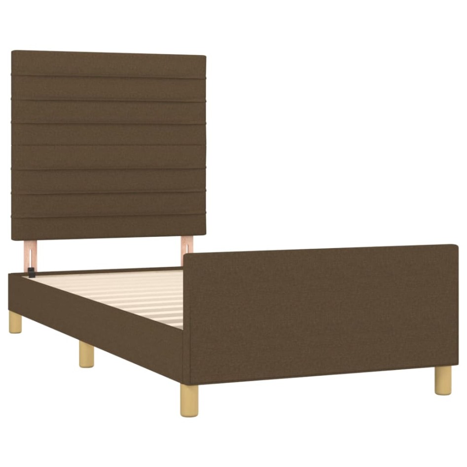 Estructura de cama sin colchón tela marrón oscuro 80x200