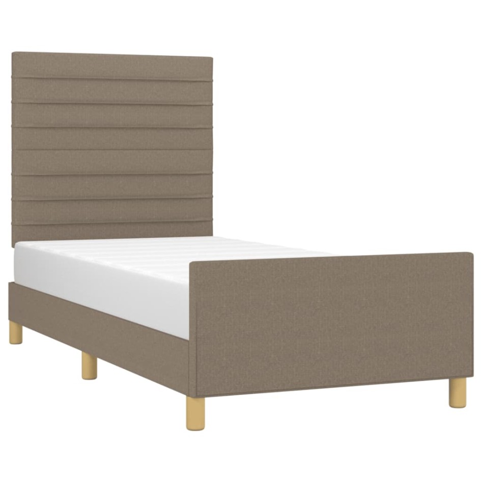 Estructura de cama sin colchón tela gris taupe 90x190