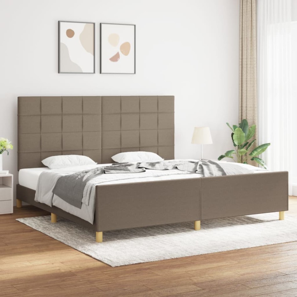 Cama sin colchón tela gris taupe 200x200
