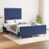 Estructura de cama sin colchón tela azul 120x200