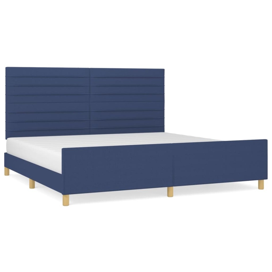 Cama sin colchón tela azul 200x200