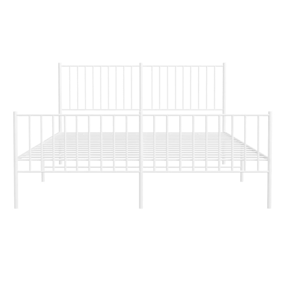 Estructura cama metal con cabecero y estribo blanco 160x200