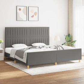 Cama sin colchón tela gris oscuro 200x200