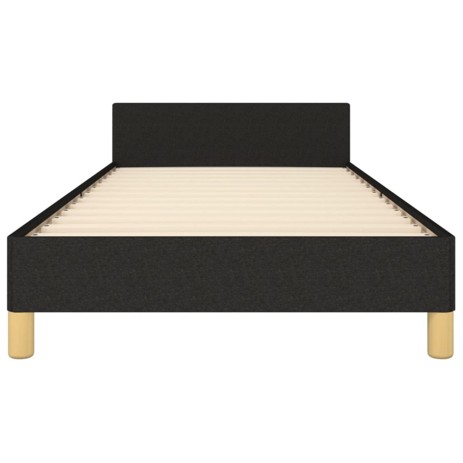Estructura de cama con cabecero de tela negro 90x190