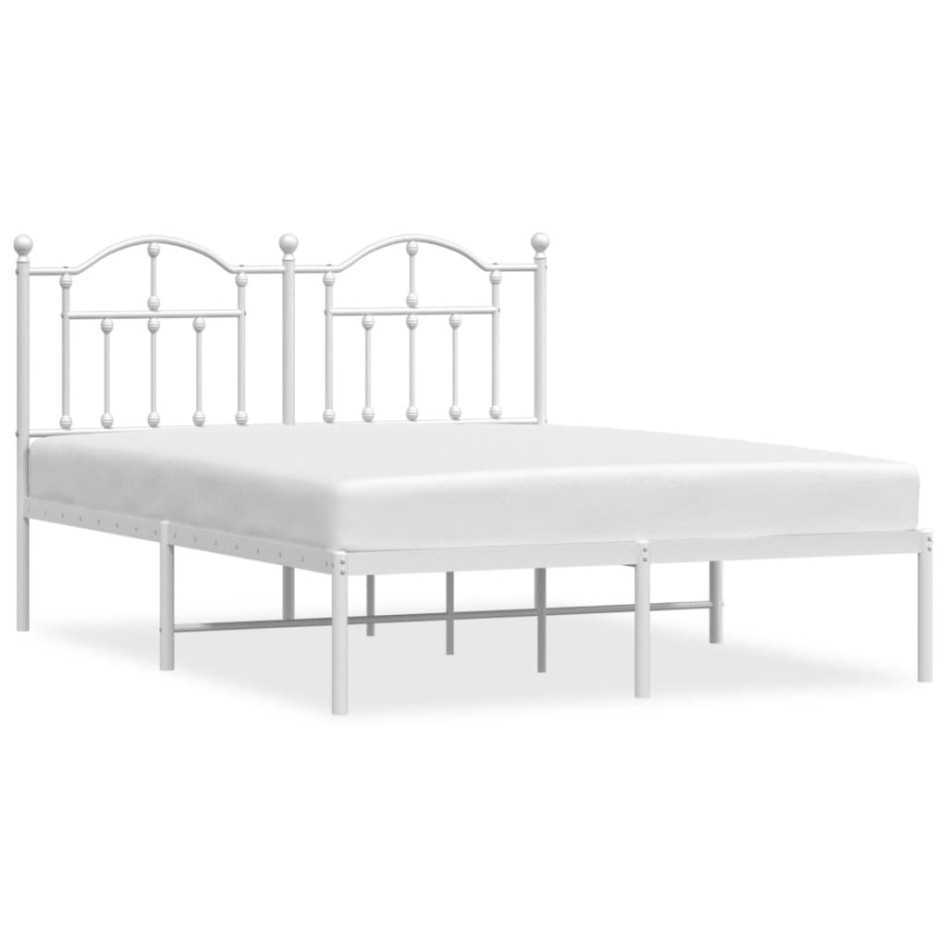 Estructura de cama con cabecero metal blanca 140x200