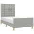 Estructura de cama con cabecero de tela gris claro 90x190