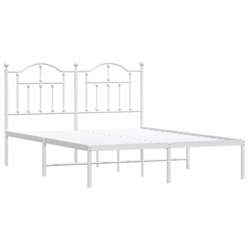Estructura de cama con cabecero metal blanca 140x200