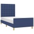 Estructura de cama sin colchón tela azul 90x200