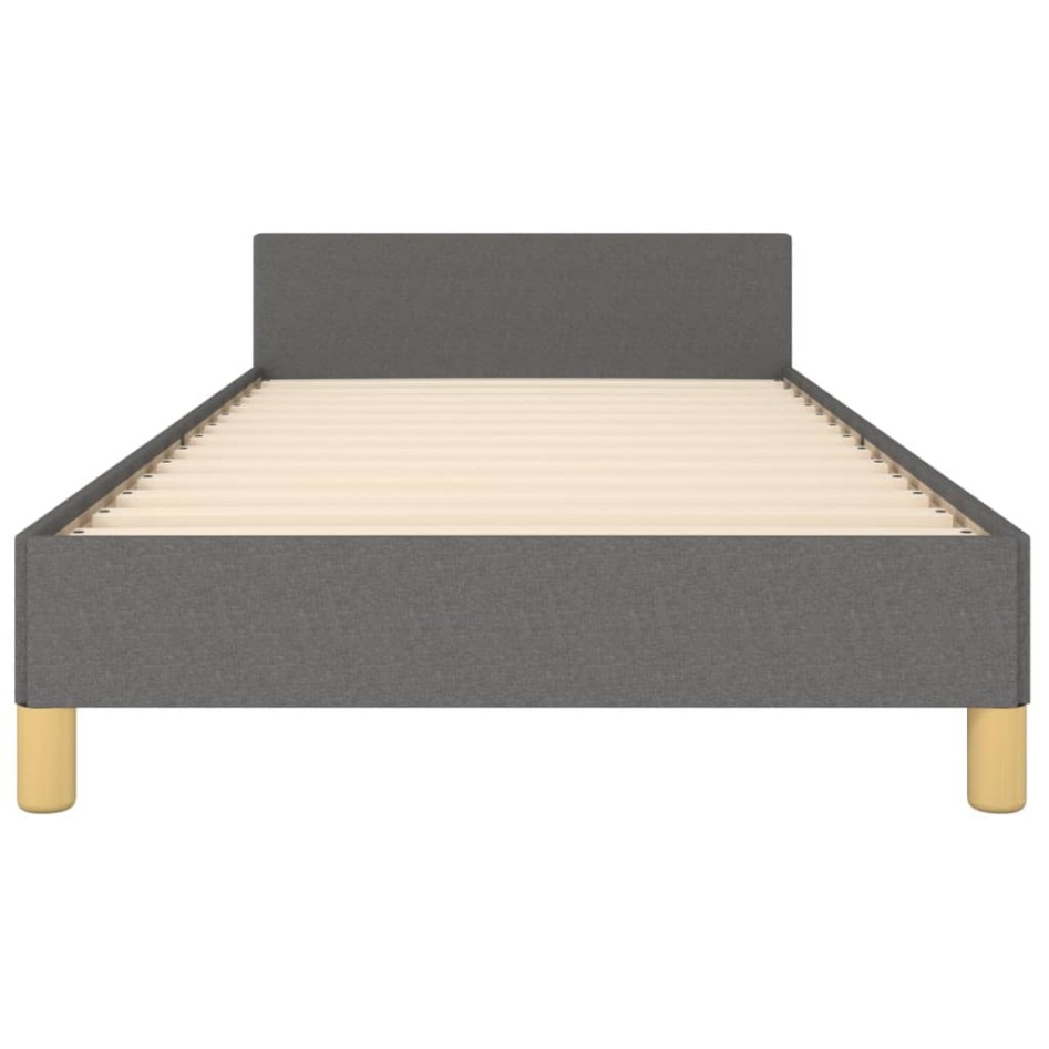 Estructura de cama con cabecero de tela gris oscuro 80x200