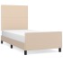 Estructura cama sin colchón cuero sintético capuchino 90x200