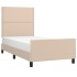 Estructura cama sin colchón cuero sintético capuchino 90x190