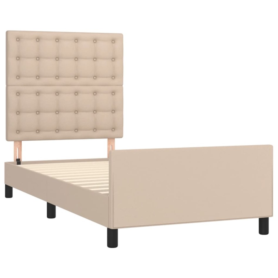 Estructura cama sin colchón cuero sintético capuchino 80x200