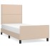 Estructura cama sin colchón cuero sintético capuchino 90x200