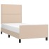 Estructura cama sin colchón cuero sintético capuchino 90x200