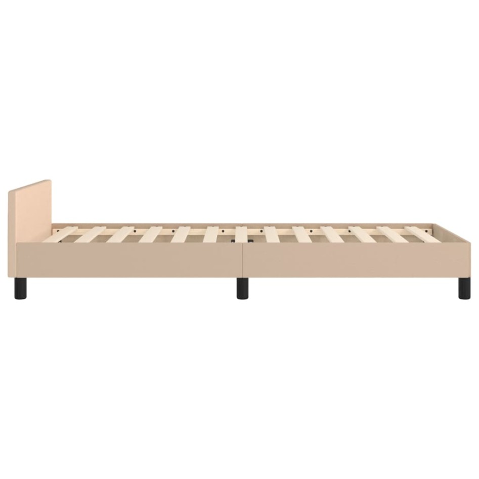 Estructura cama sin colchón cuero sintético capuchino 90x200