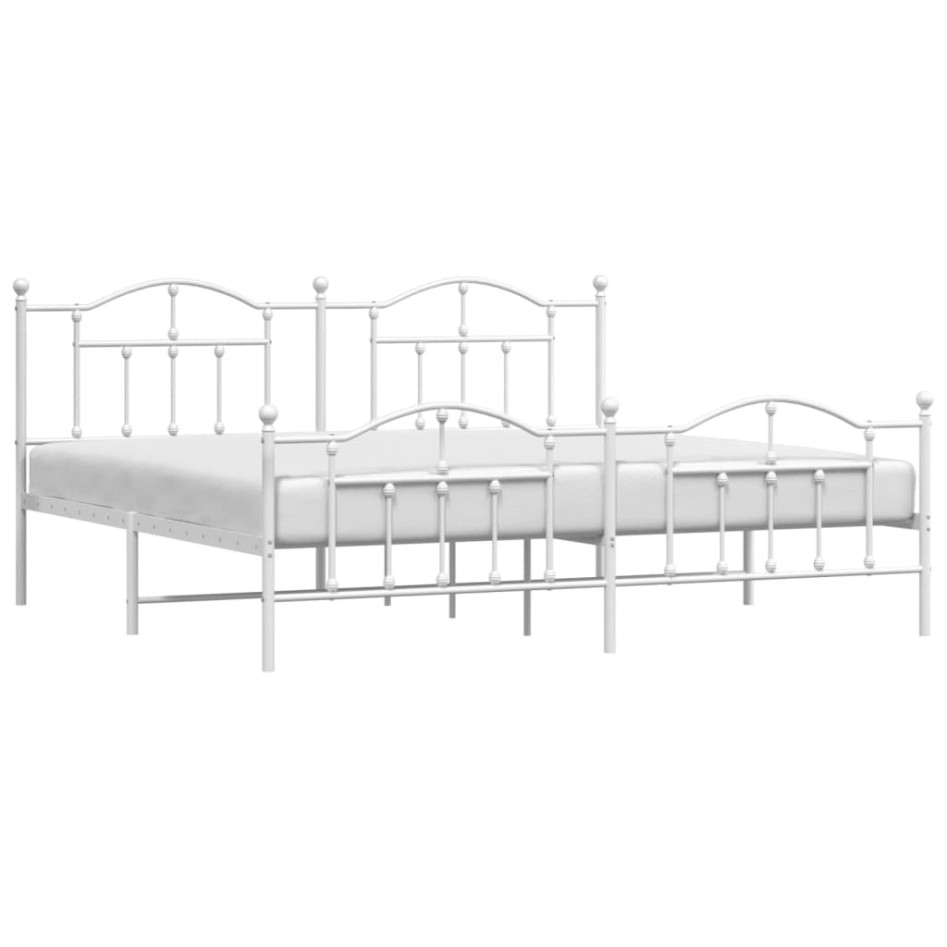 Estructura cama metal con cabecero y estribo blanco 200x200