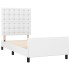 Estructura de cama sin colchón cuero sintético blanco
