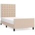 Estructura cama sin colchón cuero sintético capuchino 90x200