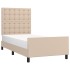 Estructura cama sin colchón cuero sintético capuchino 90x200