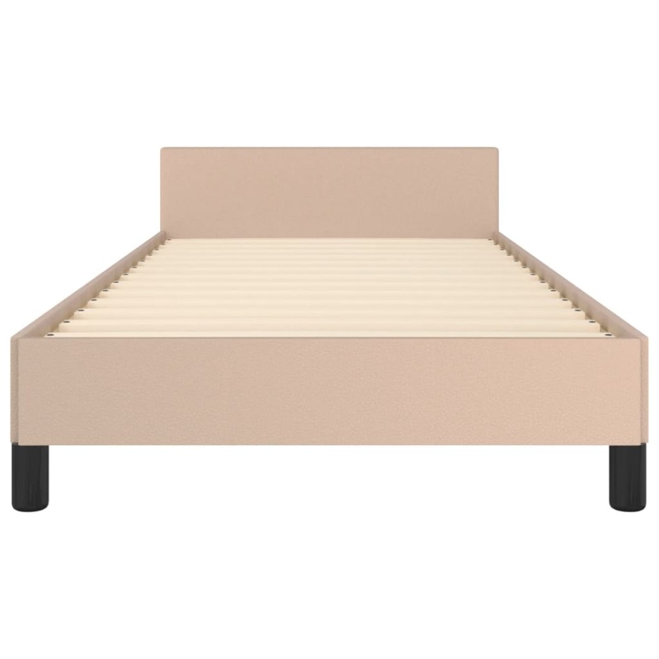 Estructura cama sin colchón cuero sintético capuchino 90x200