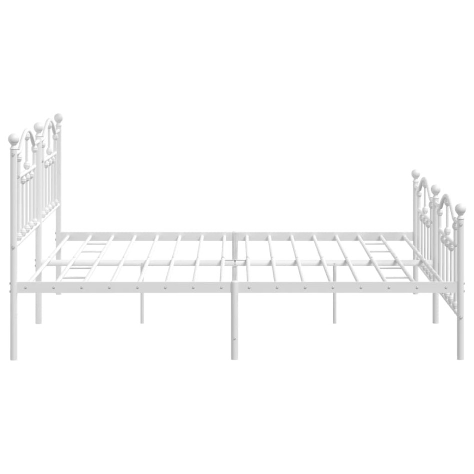 Estructura cama metal con cabecero y estribo blanco 200x200