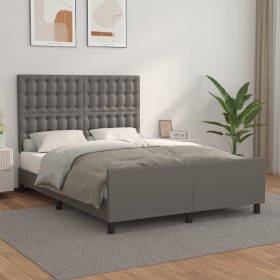 Estructura de cama sin colchón cuero sintético gris 140x200