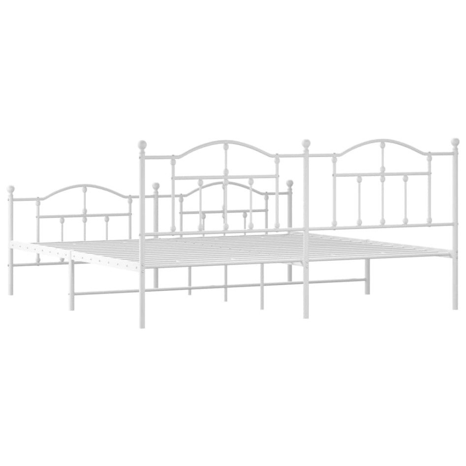 Estructura cama metal con cabecero y estribo blanco 200x200