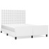 Estructura de cama sin colchón cuero sintético blanco