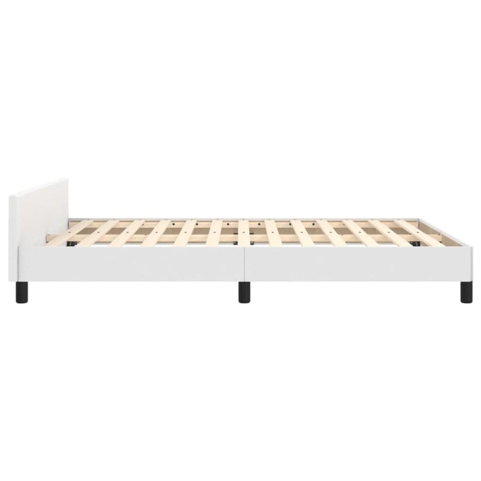 Estructura de cama sin colchón cuero sintético blanco
